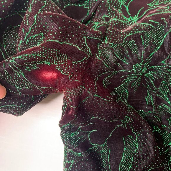 Vintage Jessica McClintock Gunne Sax Black Velvet Green Glitter 2 pc Skirt Set S - Picture 6 of 8